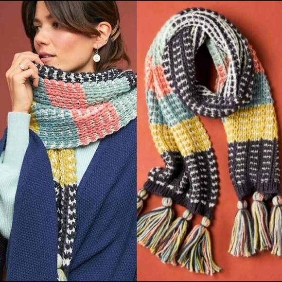 Anthropologie Accessories - Anthropologie Rare Cecilia Prado Colorblock Tassel Scarf